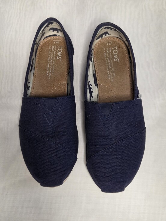 Toms Shoes - TOMS Womens‎ Navy Canvas Slip-Ons with Animal-Print Lining Fisherman